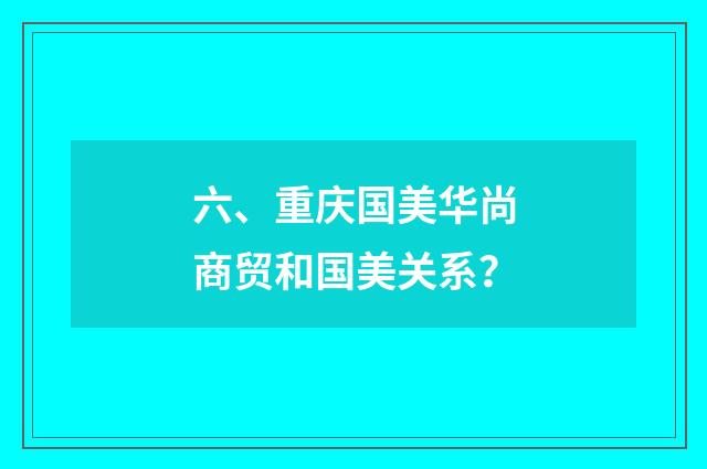 六、重庆国美华尚商贸和国美关系？