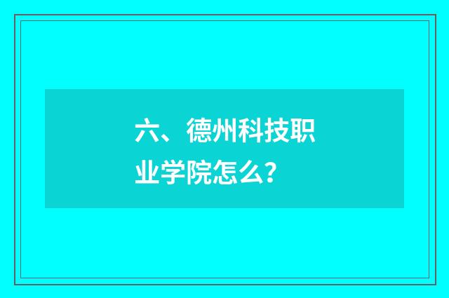 六、德州科技职业学院怎么？
