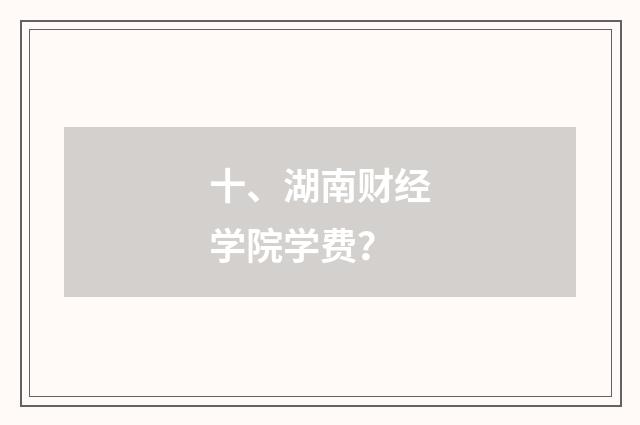 十、湖南财经学院学费？
