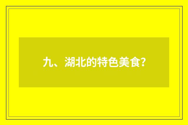 九、湖北的特色美食？