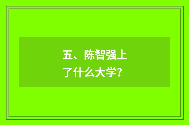 五、陈智强上了什么大学？