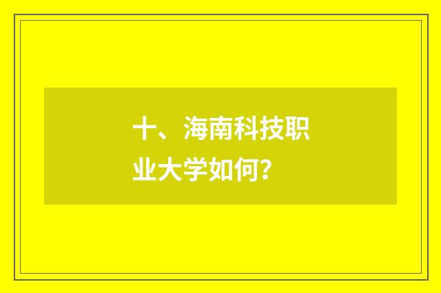 十、海南科技职业大学如何？