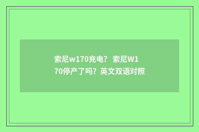 索尼w170充电？ 索尼W170停产了吗？英文双语对照