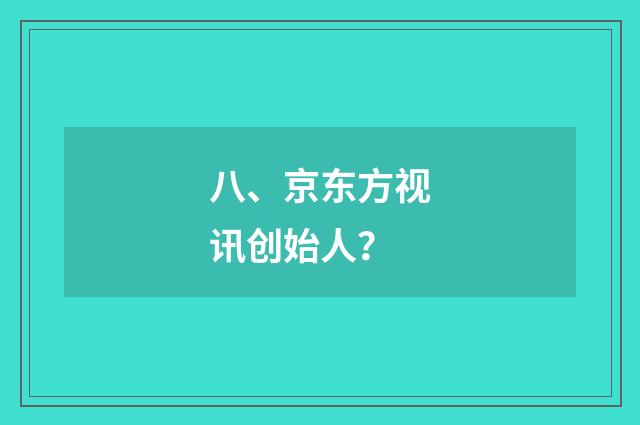 八、京东方视讯创始人？
