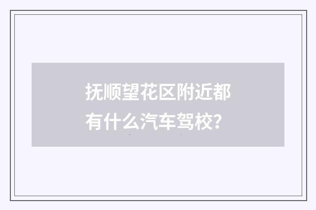 抚顺望花区附近都有什么汽车驾校？