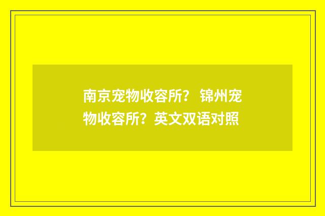 南京宠物收容所？ 锦州宠物收容所？英文双语对照