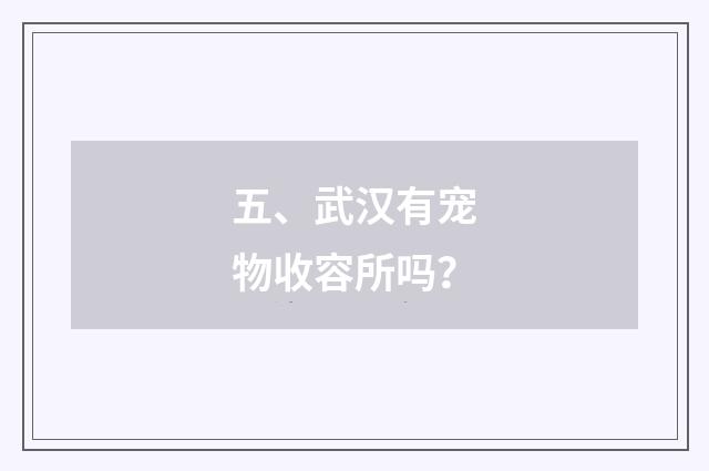 五、武汉有宠物收容所吗？