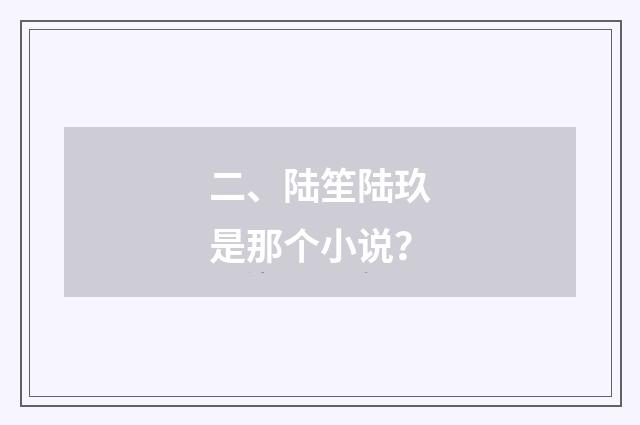 二、陆笙陆玖是那个小说？