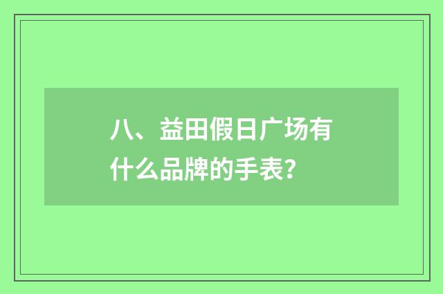 八、益田假日广场有什么品牌的手表？