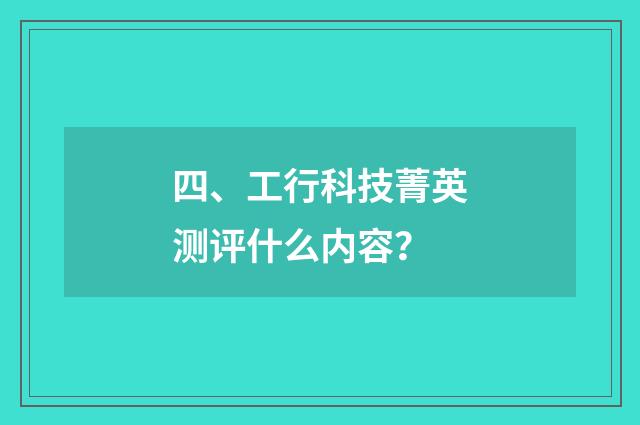 四、工行科技菁英测评什么内容？