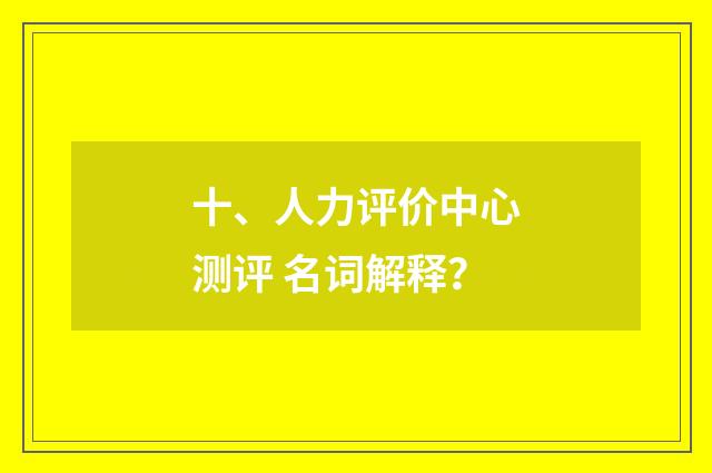 十、人力评价中心测评 名词解释？
