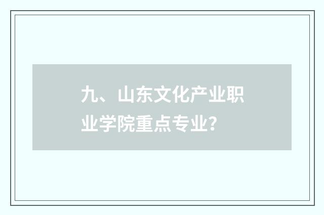 九、山东文化产业职业学院重点专业？