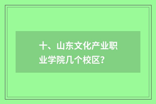 十、山东文化产业职业学院几个校区？