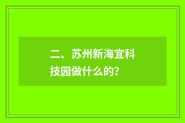 二、苏州新海宜科技园做什么的？