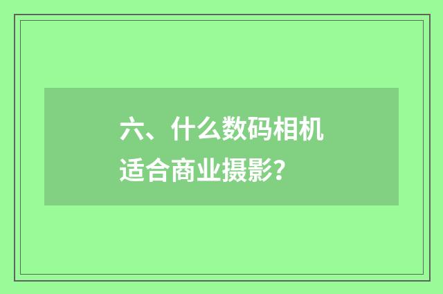 六、什么数码相机适合商业摄影？