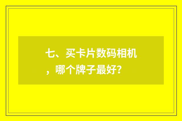 七、买卡片数码相机，哪个牌子最好？