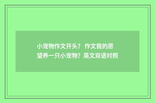 小宠物作文开头？ 作文我的愿望养一只小宠物？英文双语对照