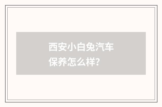 西安小白兔汽车保养怎么样?
