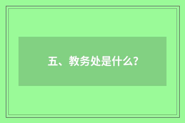 五、教务处是什么？