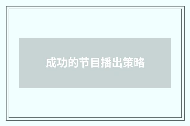 成功的节目播出策略