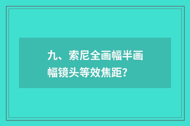 九、索尼全画幅半画幅镜头等效焦距？