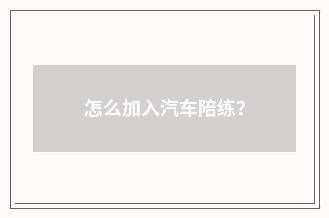 怎么加入汽车陪练？