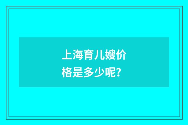 上海育儿嫂价格是多少呢？