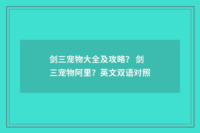 剑三宠物大全及攻略？ 剑三宠物阿里？英文双语对照