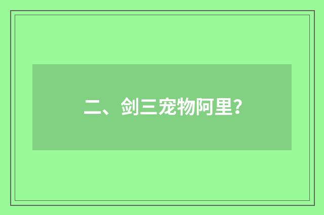 二、剑三宠物阿里？