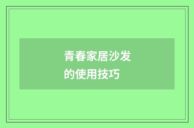 青春家居沙发的使用技巧