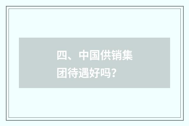 四、中国供销集团待遇好吗？