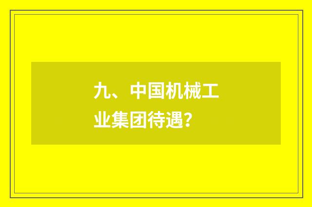 九、中国机械工业集团待遇？
