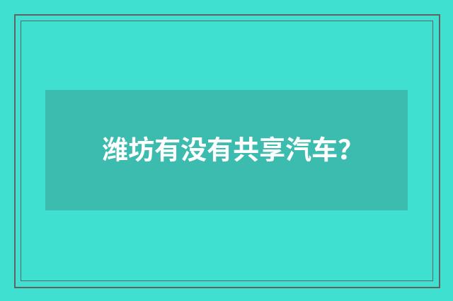 潍坊有没有共享汽车?