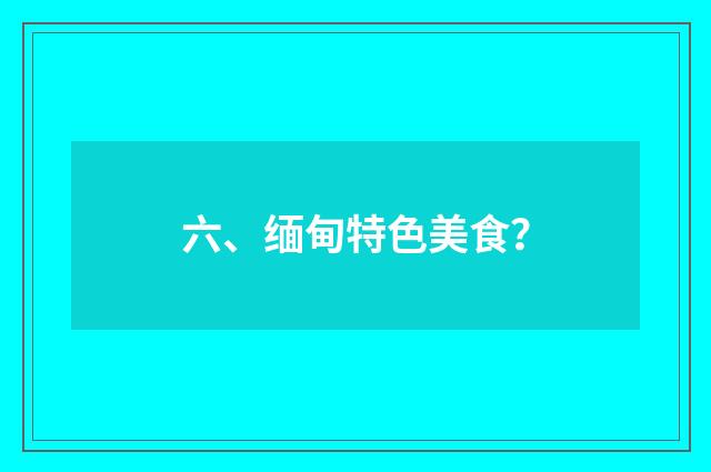 六、缅甸特色美食？