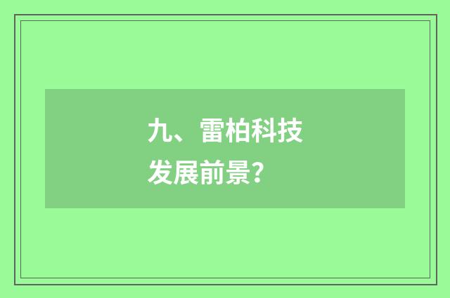 九、雷柏科技发展前景?