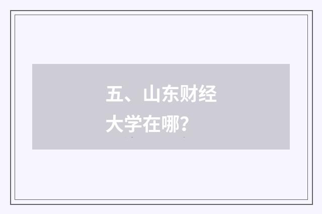 五、山东财经大学在哪？