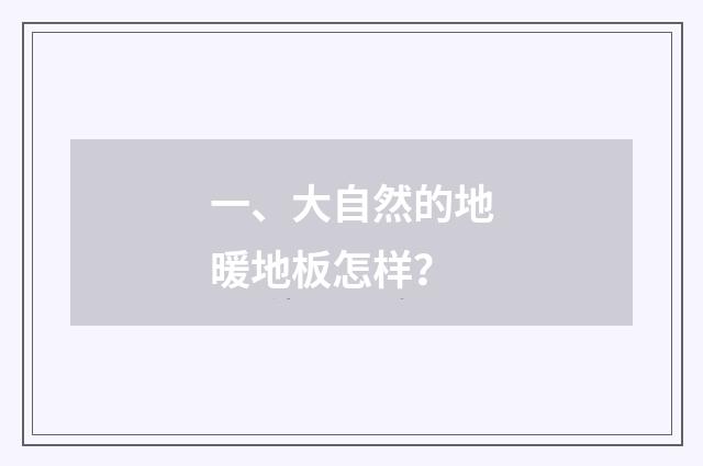 一、大自然的地暖地板怎样？