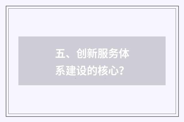 五、创新服务体系建设的核心？
