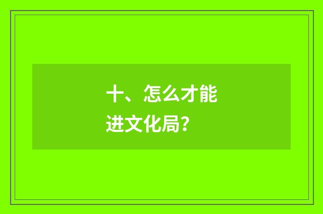 十、怎么才能进文化局？