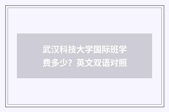 武汉科技大学国际班学费多少？英文双语对照