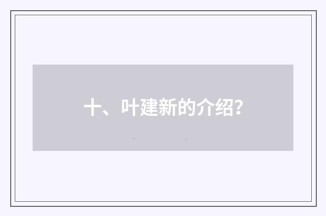 十、叶建新的介绍？