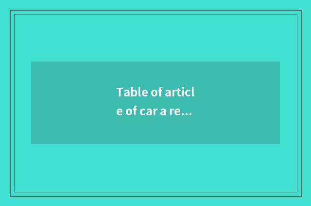 Table of article of car a replacement?