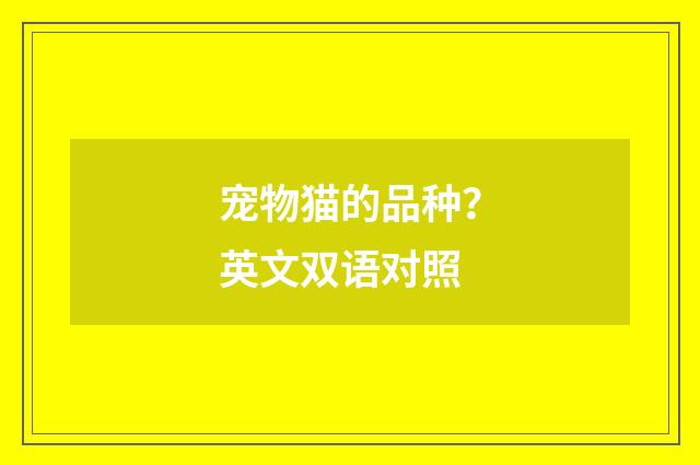 宠物猫的品种？英文双语对照