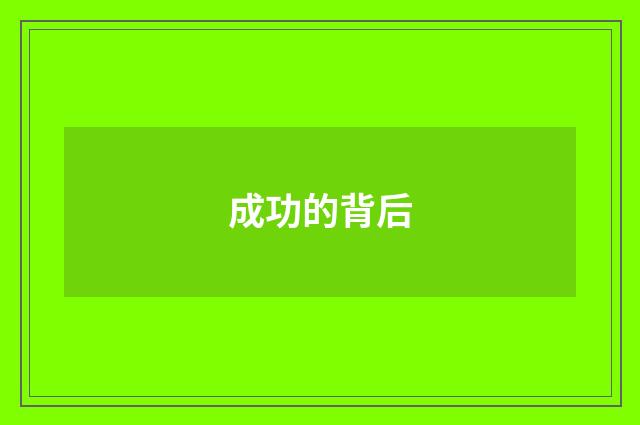 成功的背后
