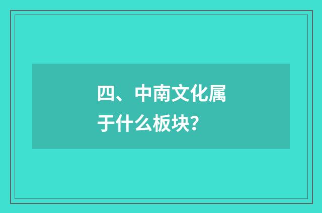 四、中南文化属于什么板块？