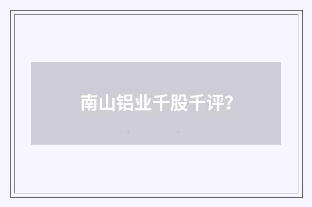 南山铝业千股千评?