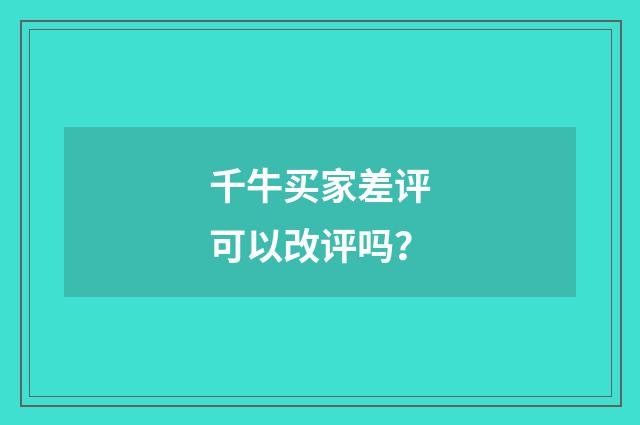 千牛买家差评可以改评吗？