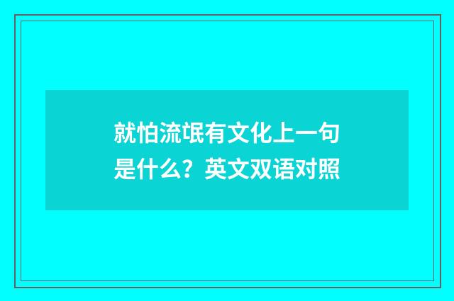 就怕流氓有文化上一句是什么？英文双语对照