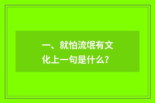 一、就怕流氓有文化上一句是什么？