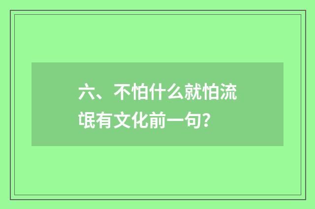 六、不怕什么就怕流氓有文化前一句？